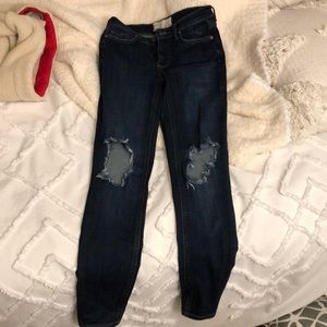 Free People High Waisted Busted Knee Jeans